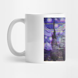 aesthetic mona lisa under the starry night Mug